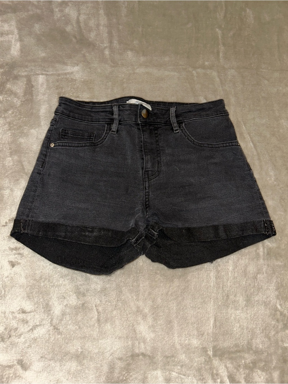 H&M Black High-Rise Denim Shorts Size 2